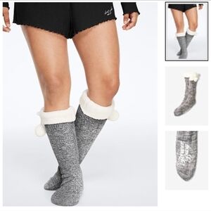 NWT PINK Victoria's Secret Knee-High Slipper Socks